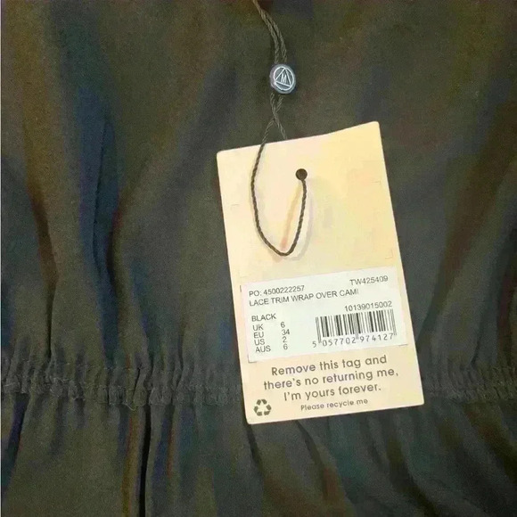 Missguided Lace Trim Wrap Over Cami Romper Sleeveless Scoop Neck Black Size 2 - Picture 8 of 8